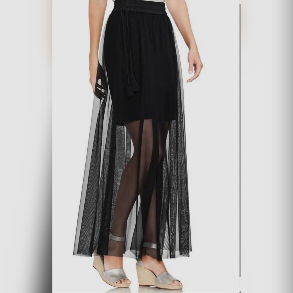 Vince Camuto Black Asymmetrical Maxi Skirt